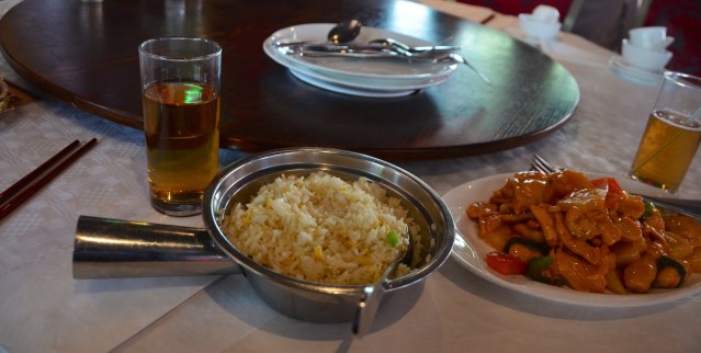 Fried rice and sweet and sour pork