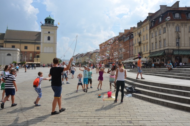 Kids playing in the market square