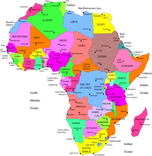 The map of Africa (credit: Google images).